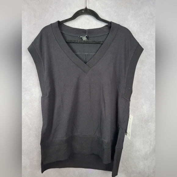 ATHLETA Retroterry V-Neck Sweatshirt Tee Sweater Vest Ivory In Black Size M‎ - Picture 7 of 15